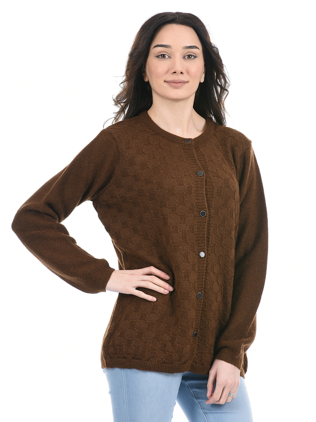 American Eye Women Casual Wear Brown Sweater